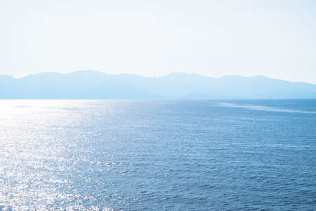 vacation time in Summer with blue water and clear skyの写真素材