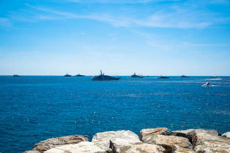 vacation time in Summer with blue water and clear skyの写真素材