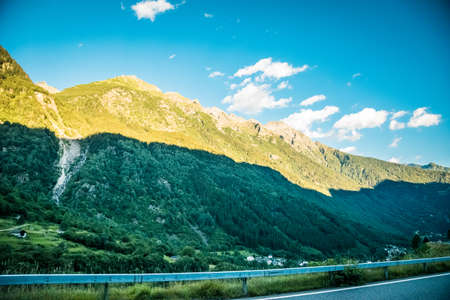 Mountain with natural elements on a sunny day in summerの写真素材