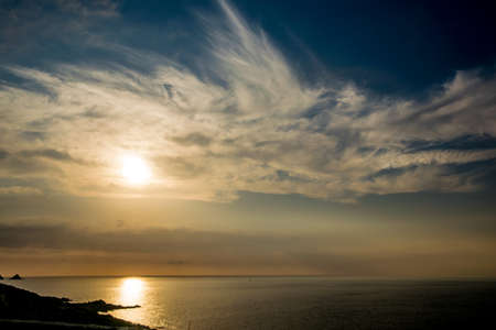 wonderful sunset with natural elements on the road in Europe