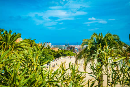 Beautiful scene with green elements on a bright day in Europeの写真素材