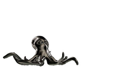 3d rendering of a reflective octopus with a lot of long handsの写真素材