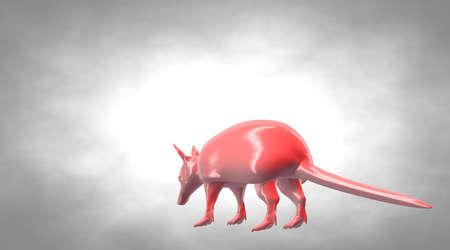 3d rendering of a reflective ant eater animal on a backgroundの写真素材