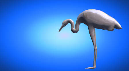 3d rendering of a reflective bird with long legsの写真素材