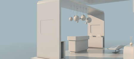 3d rendering of a white exhibition designの写真素材
