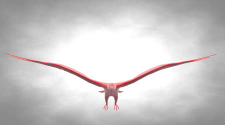 3d rendering of a reflective eagle bird flying in the airの写真素材