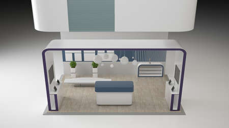 3D rendering Design of an exhibition isolated on whiteの写真素材
