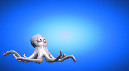 3d rendering of a reflective octopus with a lot of long handsの写真素材
