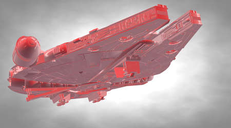 3d rendering of a reflective spaceship with details