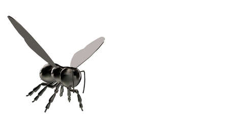 3d rendering of a reflective bee insect on a background