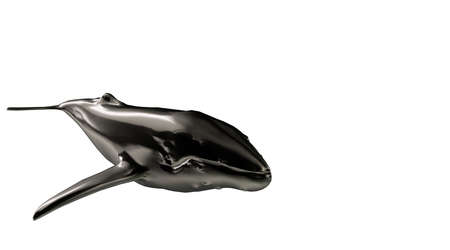 3d rendering of a reflective fish shape swimming with finsの写真素材