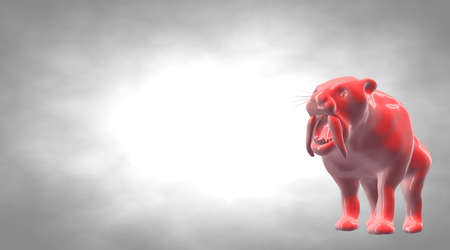 3d rendering of a reflective tiger animal on a backgroundの写真素材