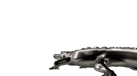 3d rendering of a scary reflective crocodile animalの写真素材