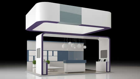 3D rendering Design of an exhibition isolated on whiteの写真素材