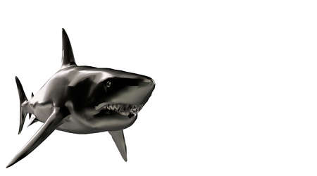 3d rendering of a reflective fish shape swimming with finsの写真素材