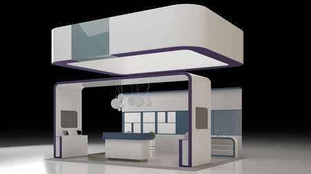 3D rendering Design of an exhibition isolated on whiteの写真素材