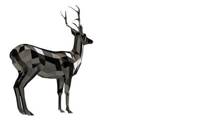3d rendering of a reflective deer animal with beautiful hornsの写真素材