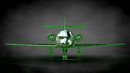 3d rendering of a reflective plane on a dark black backgroundの写真素材