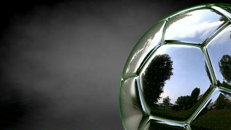 3d rendering of a reflective ball on a dark black backgroundの写真素材