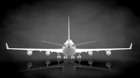 3d rendering of a reflective plane on a dark black backgroundの写真素材