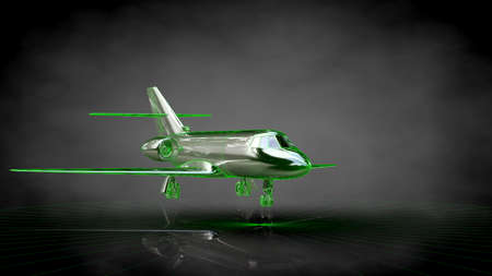3d rendering of a reflective plane on a dark black backgroundの写真素材