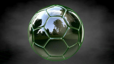 3d rendering of a reflective ball on a dark black backgroundの写真素材