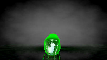 3d rendering of a reflective train on a dark black backgroundの写真素材