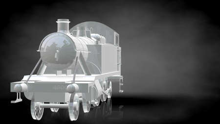 3d rendering of a reflective train on a dark black backgroundの写真素材