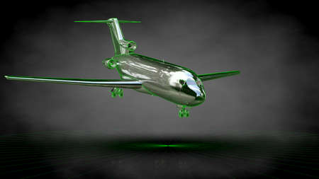 3d rendering of a reflective plane on a dark black backgroundの写真素材