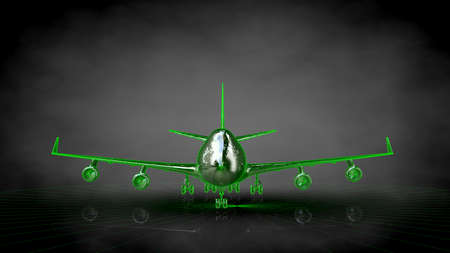3d rendering of a reflective plane on a dark black backgroundの写真素材