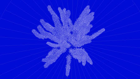 3d rendering of a white outlined tree on a blue background