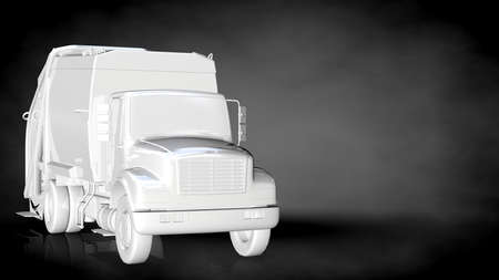 3d rendering of a white reflective truck on a dark backgroundの写真素材