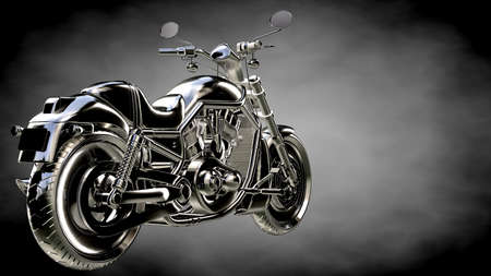 3d rendering of a metalic reflective motor on a dark backgroundの写真素材