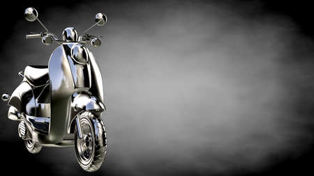 3d rendering of a metalic reflective motor on a dark backgroundの写真素材