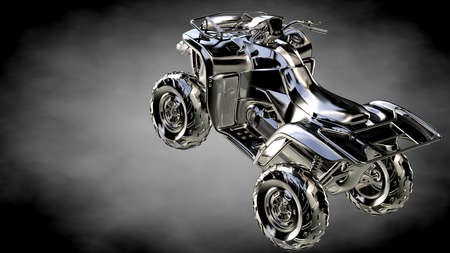 3d rendering of a metalic reflective motor on a dark backgroundの写真素材