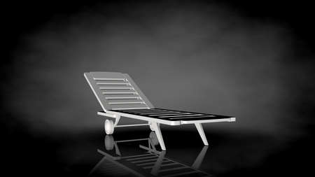 3d rendering of a white chair on a black background with ground reflection