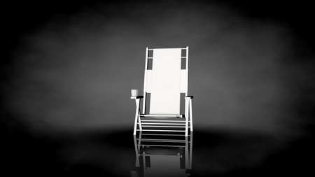 3d rendering of a white chair on a black background with ground reflectionの写真素材