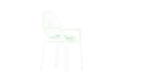 3d rendering of a blueprint chair isolated on white backgroundの写真素材