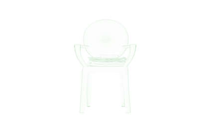 3d rendering of a blueprint chair isolated on white backgroundの写真素材