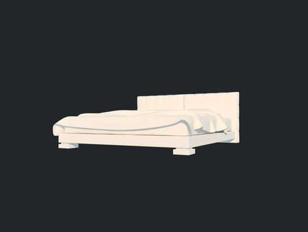 3d rendering of a white bed isolated on a black dark backgroundの写真素材