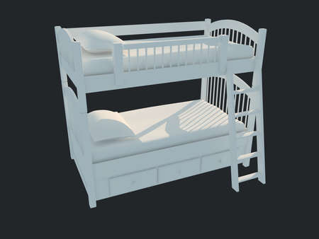 3d rendering of a white bed isolated on a black dark background