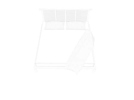 3d rendering of a lined bed on a white backgroundの写真素材