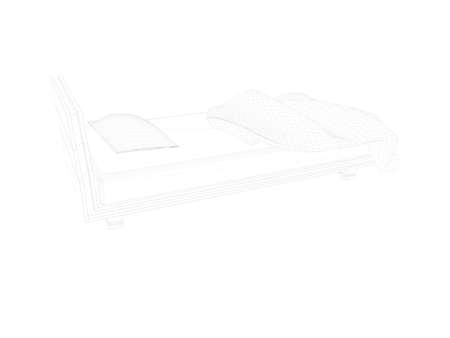 3d rendering of a lined bed on a white backgroundの写真素材