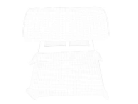 3d rendering of a lined bed on a white backgroundの写真素材