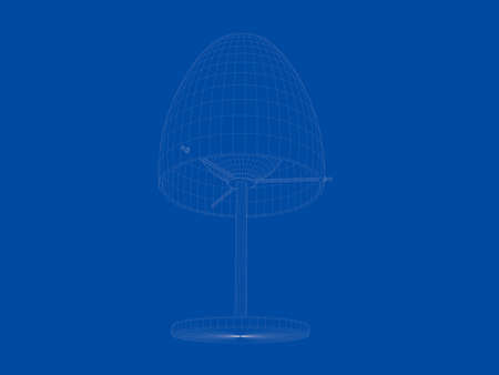 3d rendering of a blueprint lamp light holder isolate on a blue backgroundの写真素材