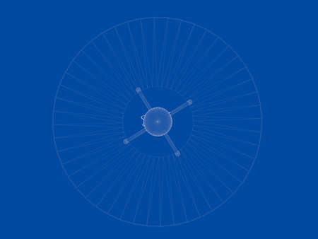 3d rendering of a blueprint lamp light holder isolate on a blue backgroundの写真素材