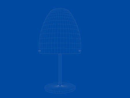 3d rendering of a blueprint lamp light holder isolate on a blue backgroundの写真素材
