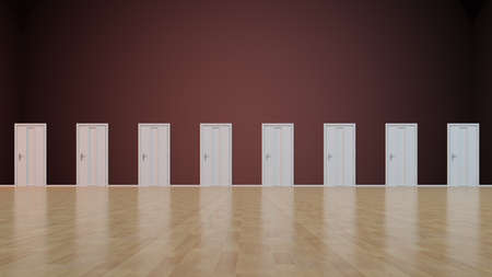3d rendering of a multi choice concept doors to openの写真素材