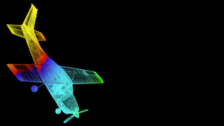 3d rendering of an outline rainbow color object isolated on black
