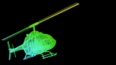 3d rendering of an outline rainbow color object isolated on blackの写真素材